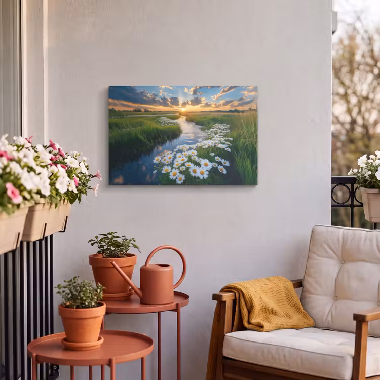 Outdoor Canvas Print - Stream - landscape - daisy — 3