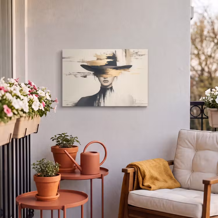 Outdoor Canvas Print - Woman - Hat - Paint — 3