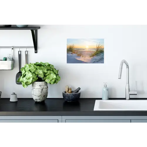 Strand - Zon - Duin - Gras - Zand - Horizon Muursticker klein -keuken