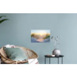 Strand - Zon - Duin - Gras - Zand - Horizon Muursticker klein -plant