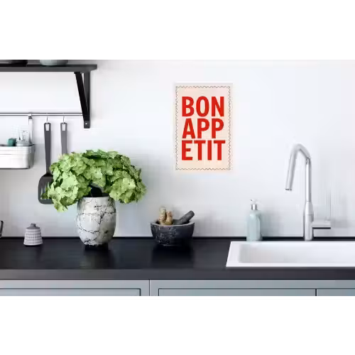 Blokletters - Rood - Kartelrand Muursticker klein -keuken