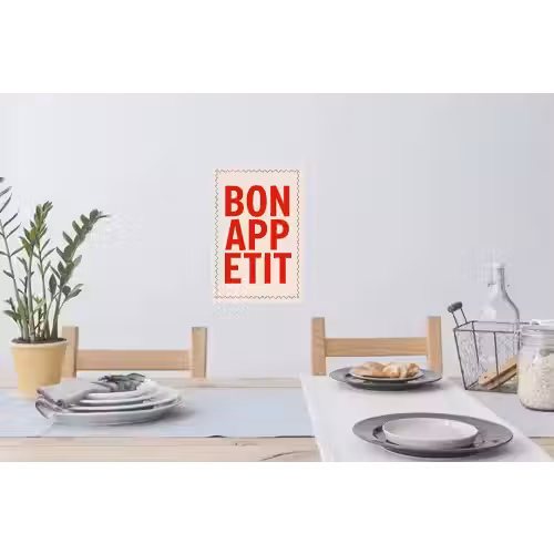 Blokletters - Rood - Kartelrand Muursticker klein -eettafel