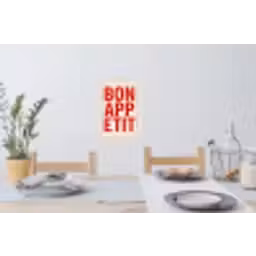 Blokletters - Rood - Kartelrand Muursticker klein -eettafel