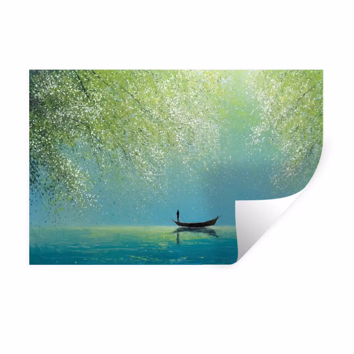 Wall Sticker - Boat - Water - Leaves - Blossoms