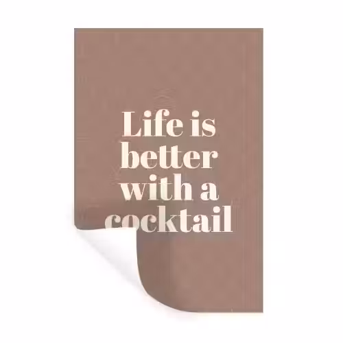 Cocktail - Tekst - Patroon - Wit Muursticker klein -3d