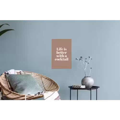 Cocktail - Tekst - Patroon - Wit Muursticker klein -plant