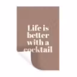 Cocktail - Tekst - Patroon - Wit Muursticker klein -3d