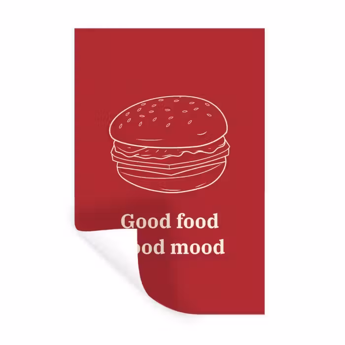 Dieprood - Lijntekening - Tekst - Hamburger Muursticker klein -3d
