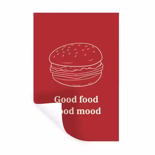 Dieprood - Lijntekening - Tekst - Hamburger Muursticker klein -3d
