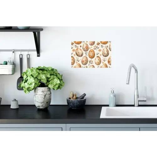 Paaseieren - Bruin - Bloemen Muursticker klein -keuken