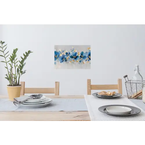 Bloemen - Blauw - Abstract Muursticker klein -eettafel