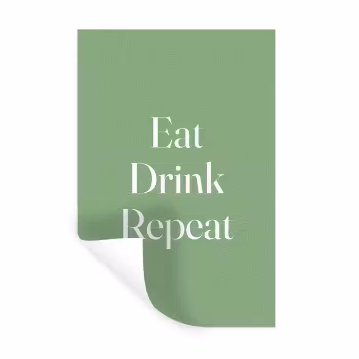 Eten - Drinken - Tekst - Mintgroen Muursticker klein -3d