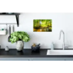 Bos - Landschap - Water - Bomen - Zon - Groen Muursticker klein -keuken