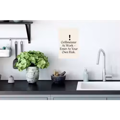 Grill - Uitroepteken - Zwart - Tekst Muursticker klein -keuken