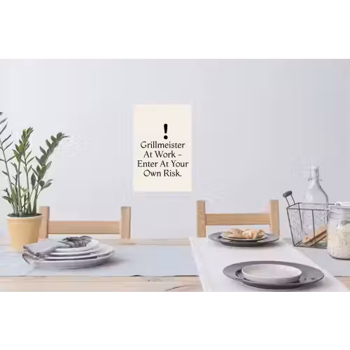 Grill - Uitroepteken - Zwart - Tekst Muursticker klein -eettafel