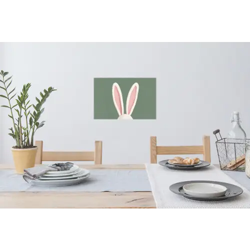 Hazen - Oren - Roze Muursticker klein -eettafel