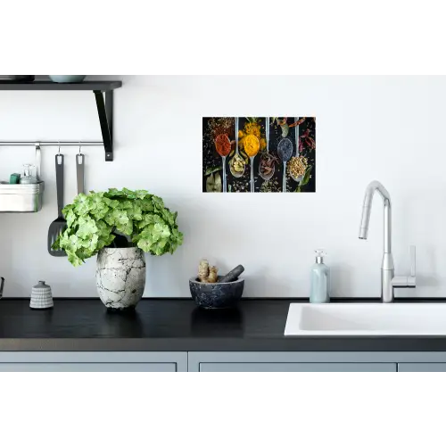 Kruiden - Lepel - Specerijen - Zwart - Keuken Muursticker klein -keuken