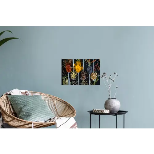 Kruiden - Lepel - Specerijen - Zwart - Keuken Muursticker klein -plant