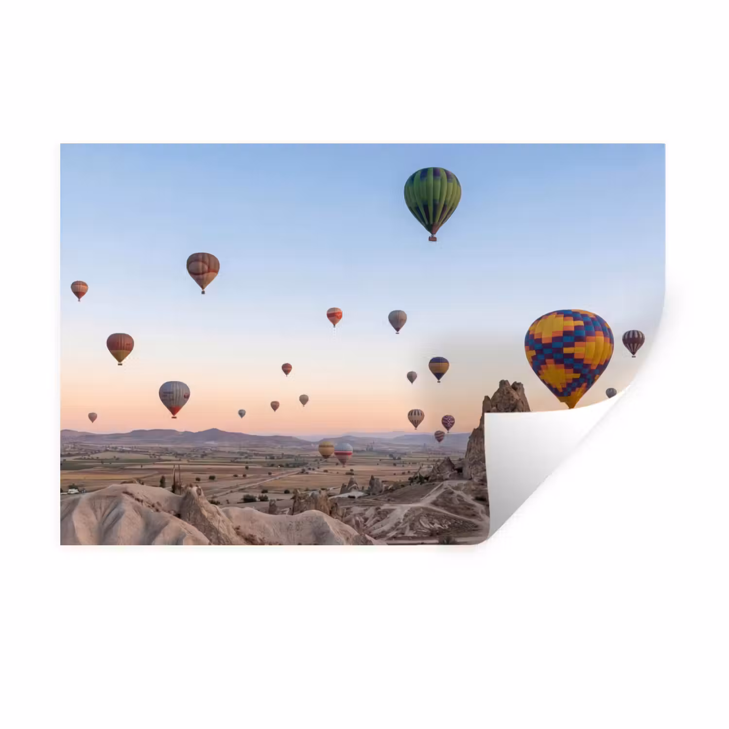 Wall Sticker - Hot air balloons - Rocks - Sunrise