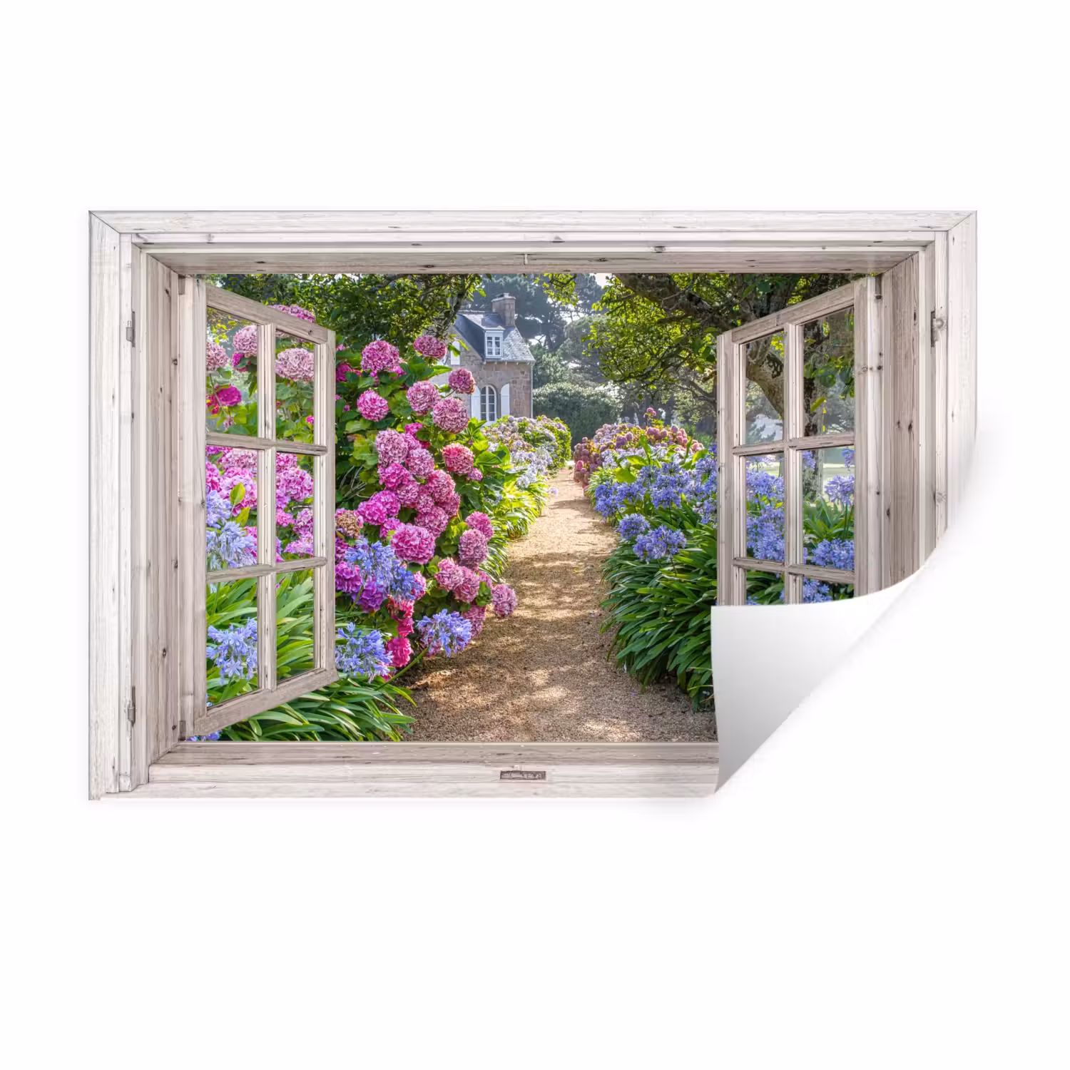 Wall Sticker - Hydrangea - See-through - Flowers - Summer - Purple - Path