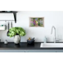 Hortensia - Doorkijk - Bloemen - Zomer - Paars - Pad Muursticker klein -keuken