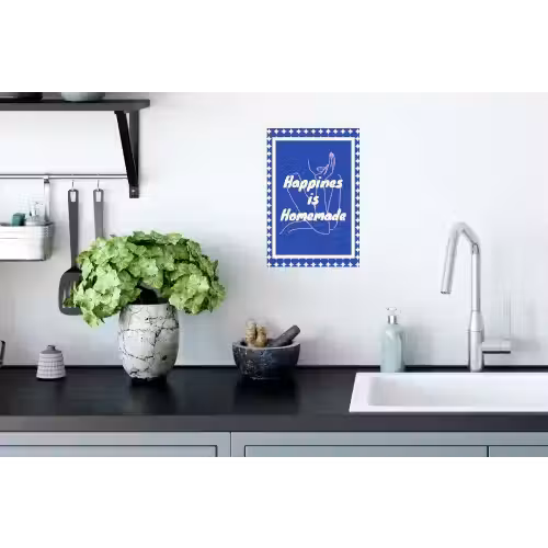 Lijntekening - Vrouw - Quote - Blauw Muursticker klein -keuken