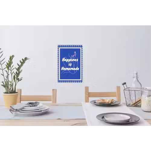 Lijntekening - Vrouw - Quote - Blauw Muursticker klein -eettafel