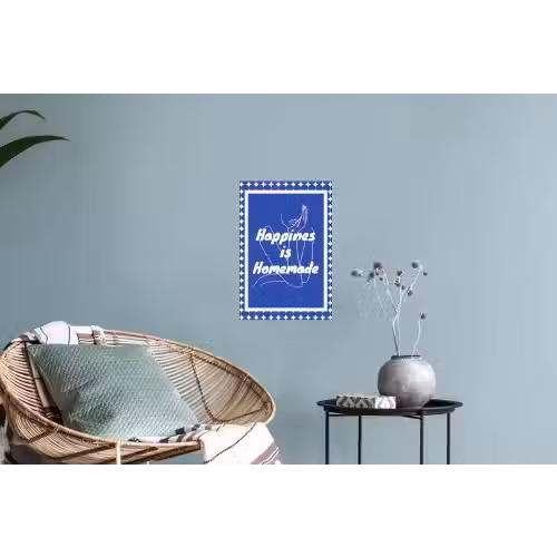 Lijntekening - Vrouw - Quote - Blauw Muursticker klein -plant