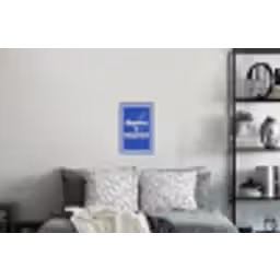 Lijntekening - Vrouw - Quote - Blauw Muursticker klein -slaapkamer