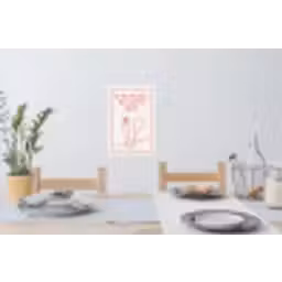 Minimalistisch - Vork - Lepel - Lijntekening Muursticker klein -eettafel