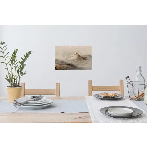 Berglandschap - Mist - Penseelstreken Muursticker klein -eettafel
