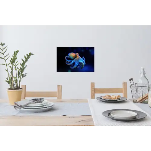 Octopus - Stippen - Blauw - Zee Muursticker klein -eettafel