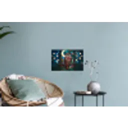 Uil - Mozaïek - Maan - Nacht Muursticker klein -plant