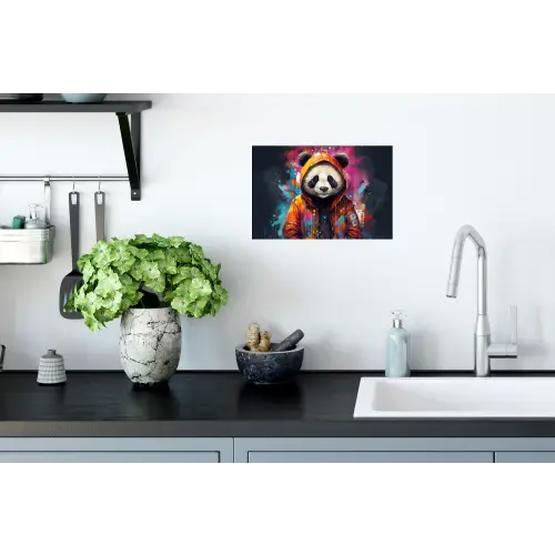 Panda - Jas - Graffiti - Oranje Muursticker klein -keuken