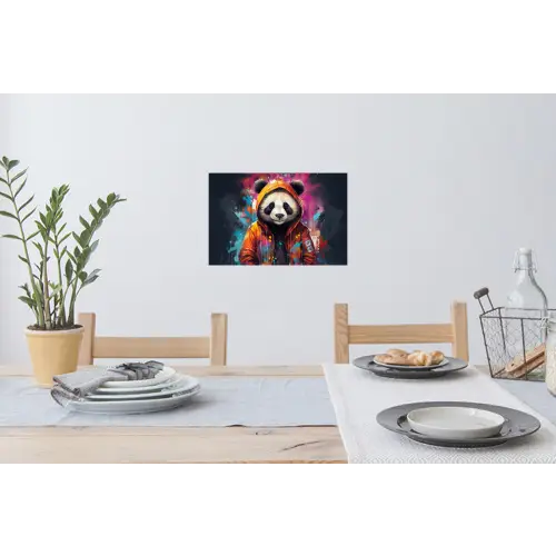 Panda - Jas - Graffiti - Oranje Muursticker klein -eettafel