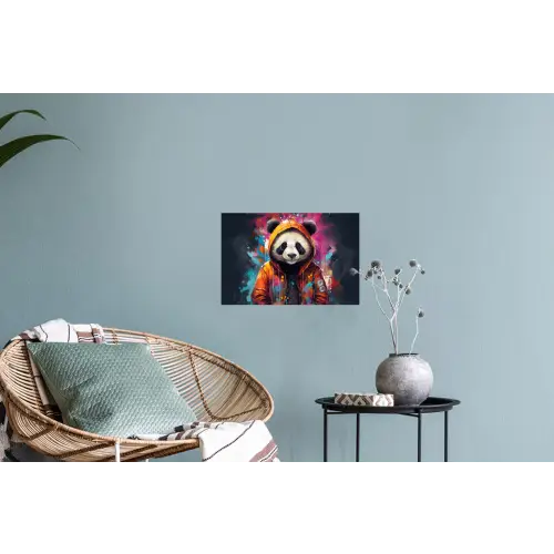 Panda - Jas - Graffiti - Oranje Muursticker klein -plant