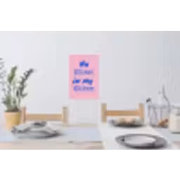 Quote - Blauw - Lettertype - Keuken Muursticker klein -eettafel