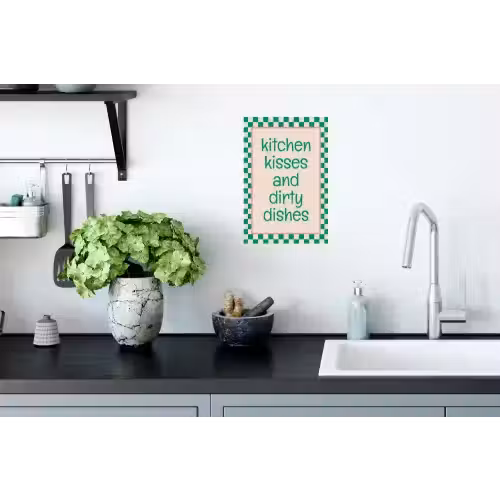 Quote - Groen - Geblokt - Keuken Muursticker klein -keuken