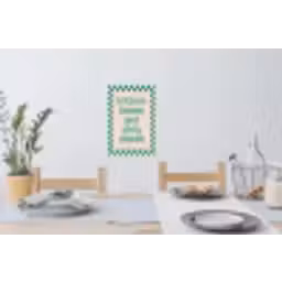 Quote - Groen - Geblokt - Keuken Muursticker klein -eettafel