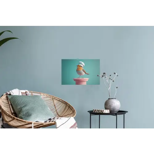 Roodborstje - Vogel - Koksmuts - Sokkel Muursticker klein -plant