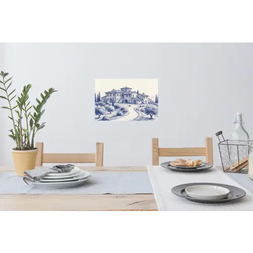 Rustiek - Landgoed - Blauw Muursticker klein -eettafel