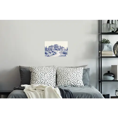 Rustiek - Landgoed - Blauw Muursticker klein -slaapkamer