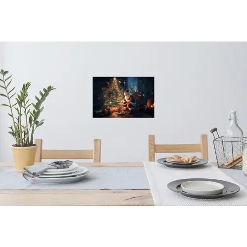 Kerstman - Haard - Donker Muursticker klein -eettafel