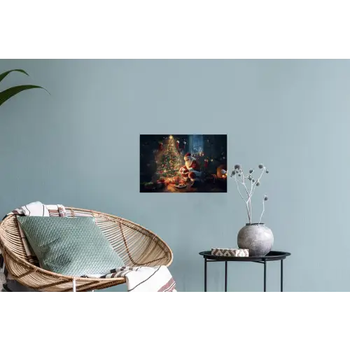 Kerstman - Haard - Donker Muursticker klein -plant