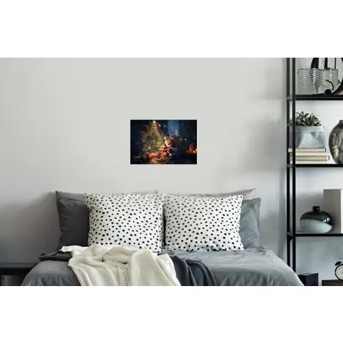 Kerstman - Haard - Donker Muursticker klein -slaapkamer