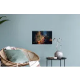 Kerstman - Haard - Donker Muursticker klein -plant