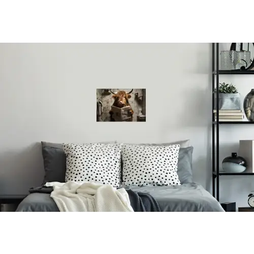 Schotse hooglander - Toilet - Krant - Badkamer Muursticker klein -slaapkamer