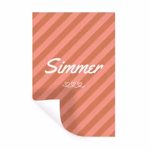 Simmer - Hartjes - Strepen - Roze Muursticker klein -3d