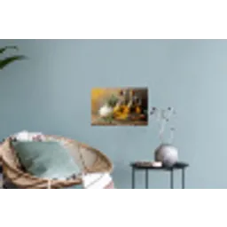 Stilleven - Olijfolie - Knoflook - Kruiden Muursticker klein -plant