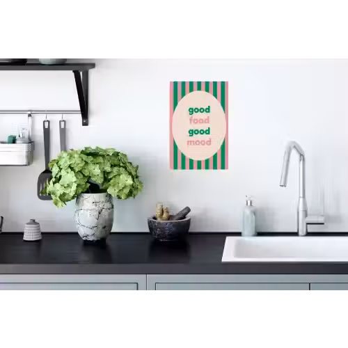 Gestreept - Quote - Ovaal - Roze Muursticker klein -keuken